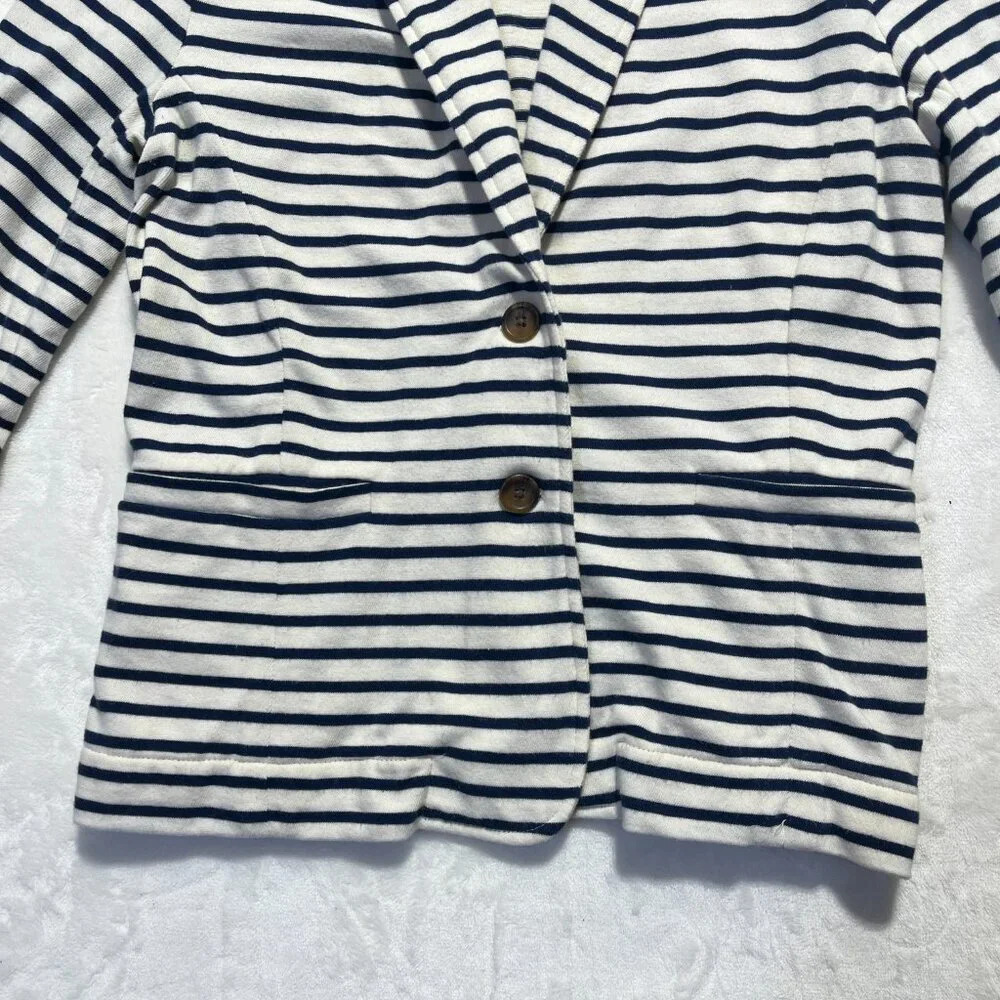 J Crew Factory Striped Blazer Navy Cream Size Small - Picture 5 of 12